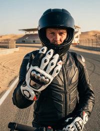 LEATHER RACING MOTORCYCLE GLOVES 08